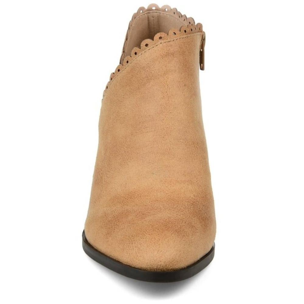 Journee Collection Tessa Scalloped Western Boots Booties - 7 M Khaki Tan - Picture 5 of 16